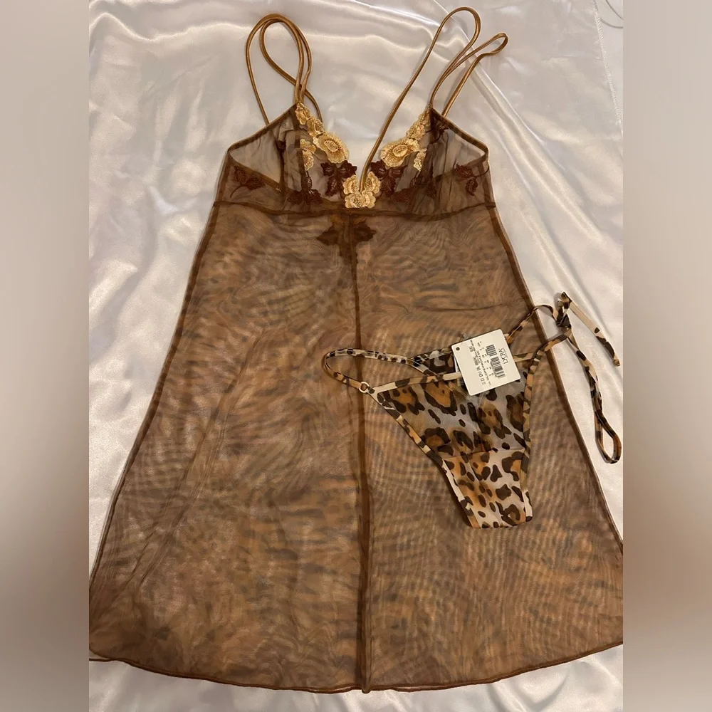 La Perla Vintage leopard sheer Chemise Set